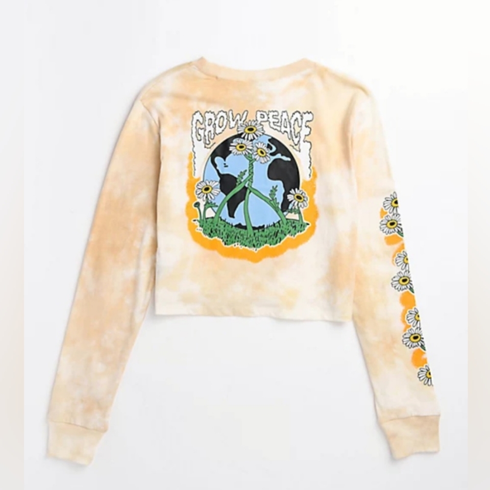 Empyre Kode Grow Peace Tie Dye Long Sleeve Crop Shirt, NWT